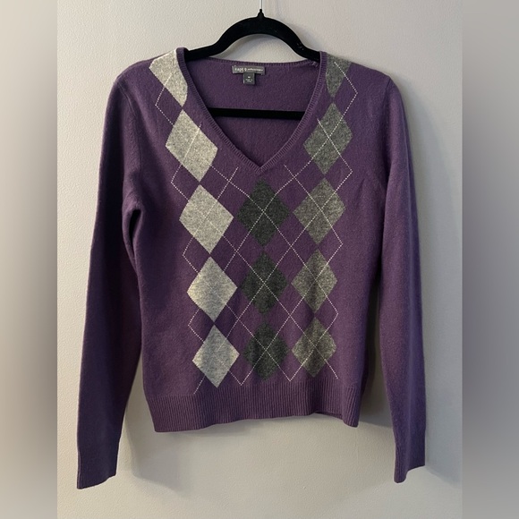 Apt. 9 Sweaters - Apt. 9 100% Cashmere Argyle V-Neck Sweater